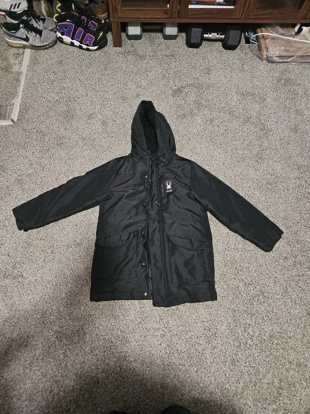 Spyder Kids Black Hooded Puffer Coat